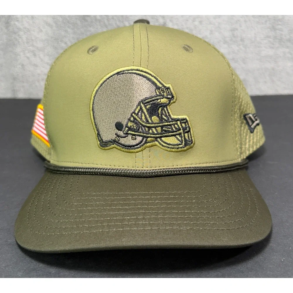 New Era Cleveland Browns Hat Mens M/L Olive Salute to Service 9SEVENTY Snapback